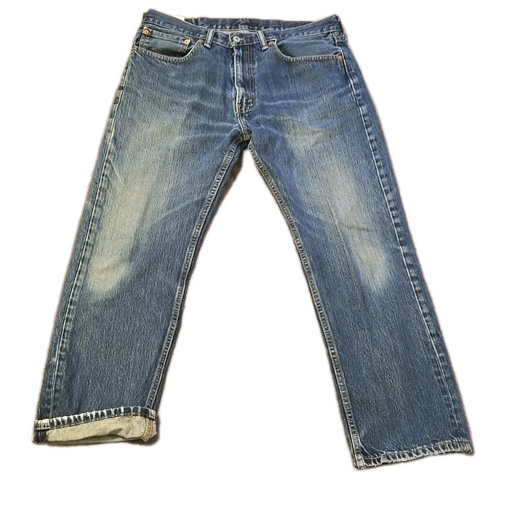 VTG 90s Levis 505 Jeans Mens 36x30 Faded‎ Distressed Blue Denim Made in Mexico